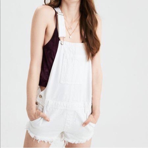 American Eagle Outfitters Denim - White American Eagle Overalls